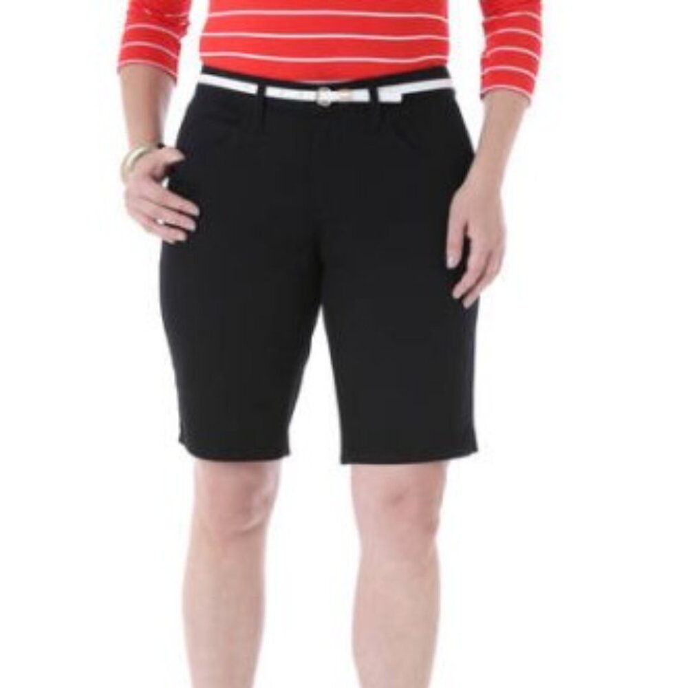Women's Riders by Lee Plus Size Belted Bermuda Shorts - Black - 18M - NWOT